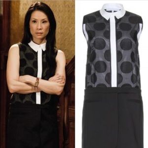 victoria beckham black dress white collar